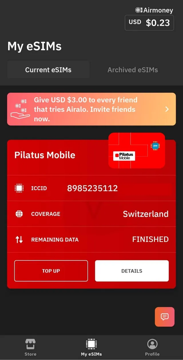 Airalo app example
