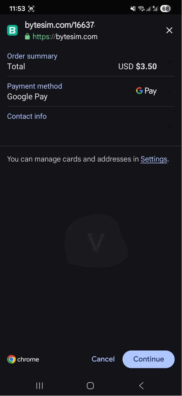 Proces nákupu ByteSIM 5