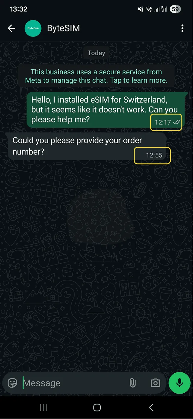 Test zákaznické podpory ByteSIM 2