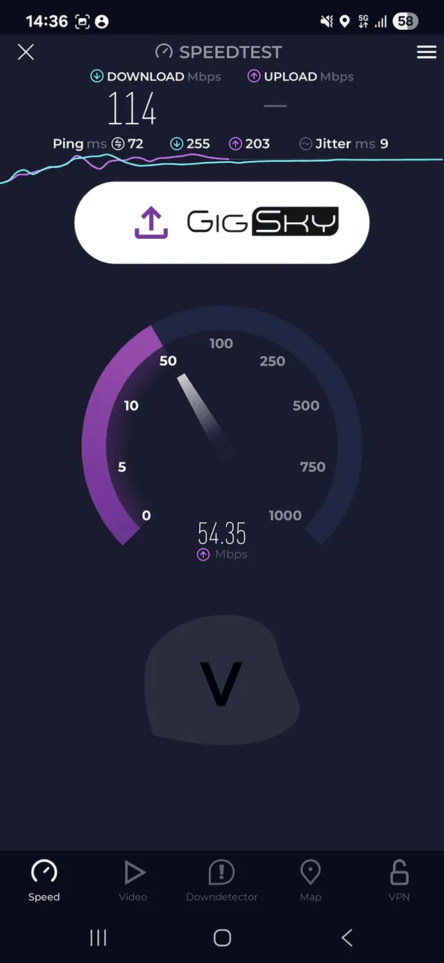 GigSky Speed Test 2