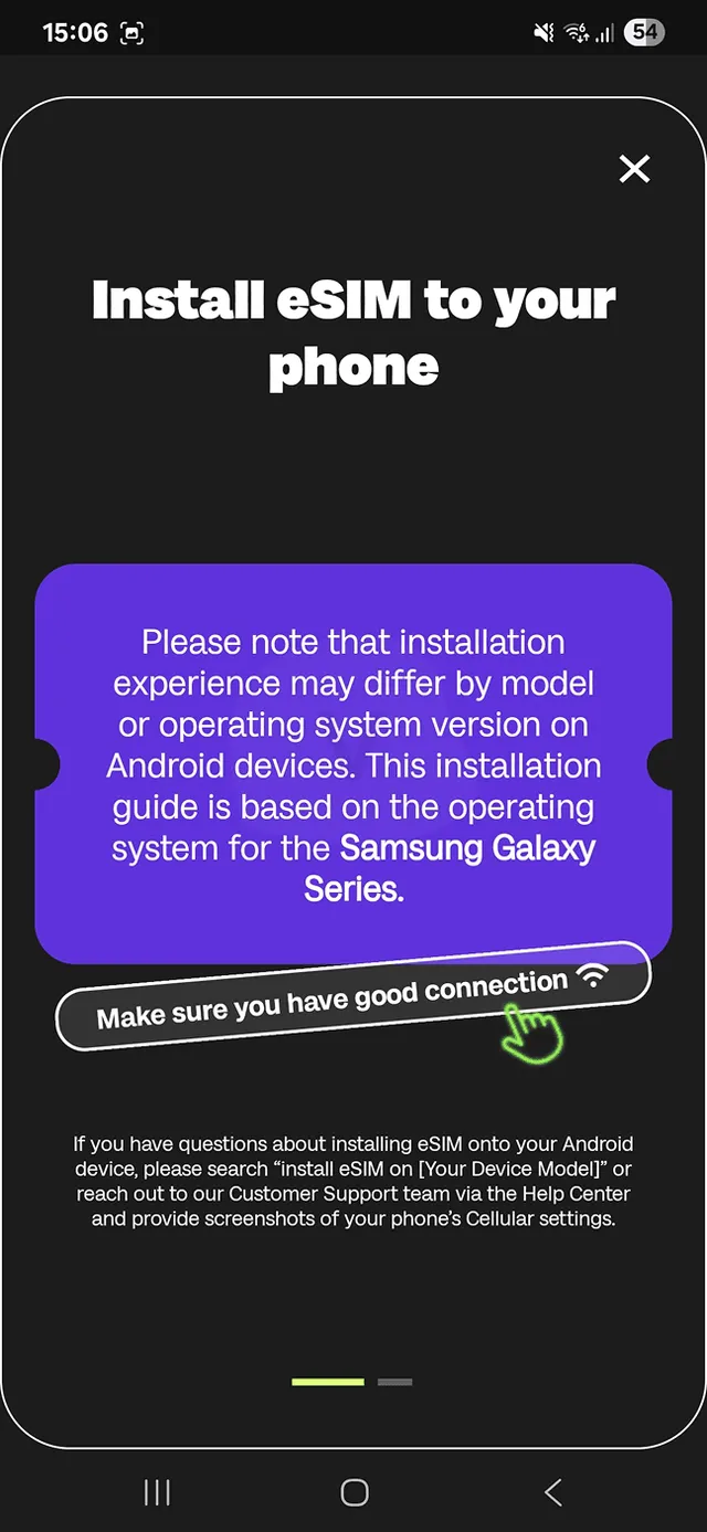 Instalace Global YO eSIM 1