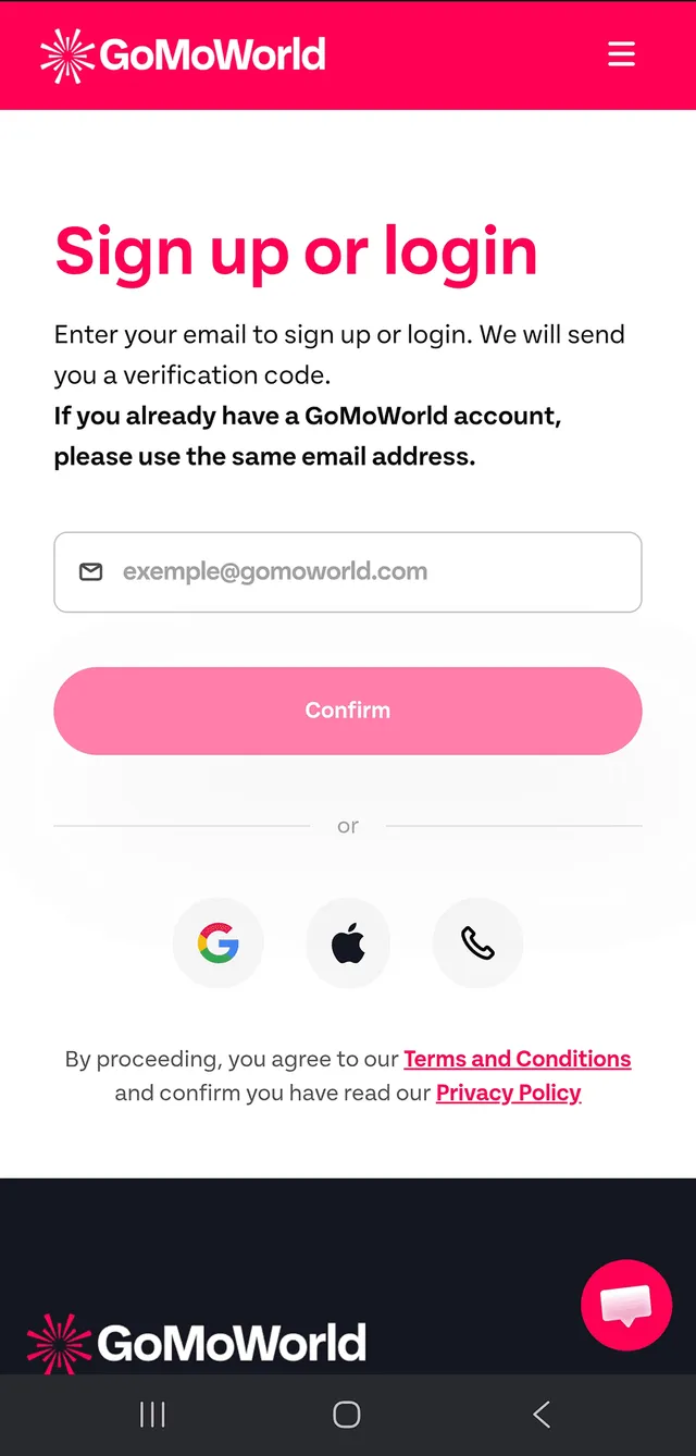 GoMoWorld eSIM purchase process step 2