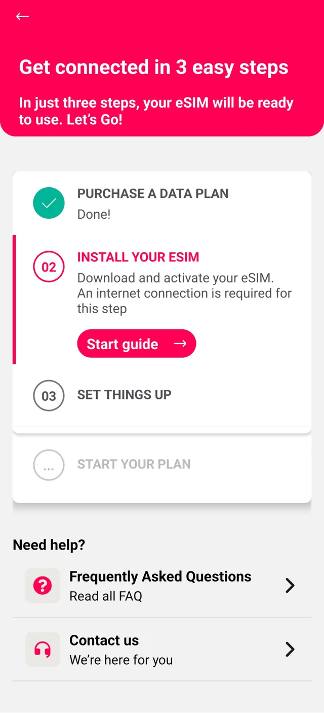 GoMoWorld eSIM installation step 1