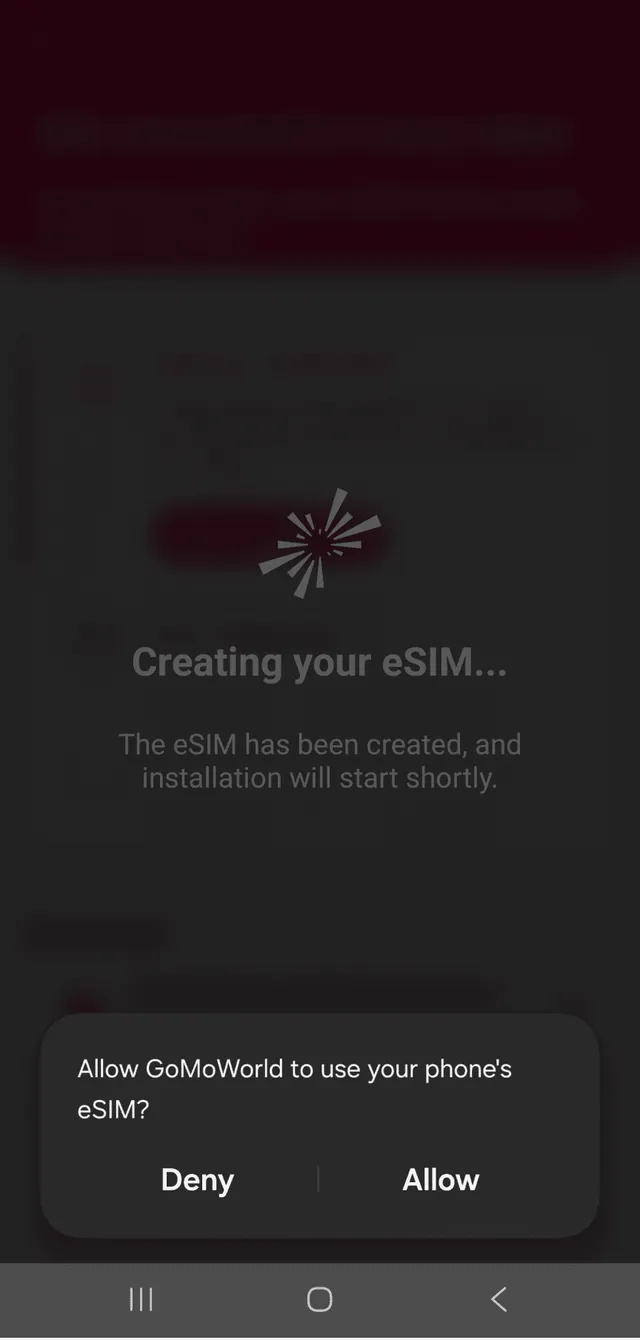 GoMoWorld eSIM installation step 4