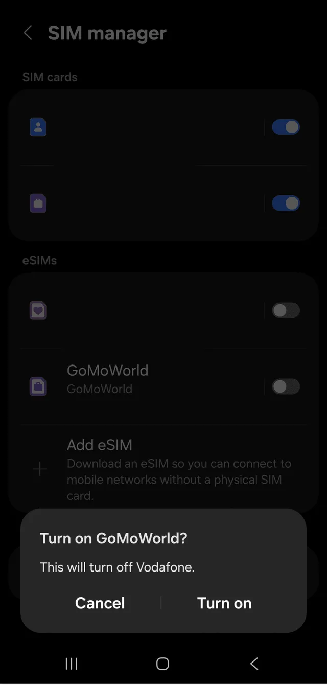 GoMoWorld eSIM installation step 5