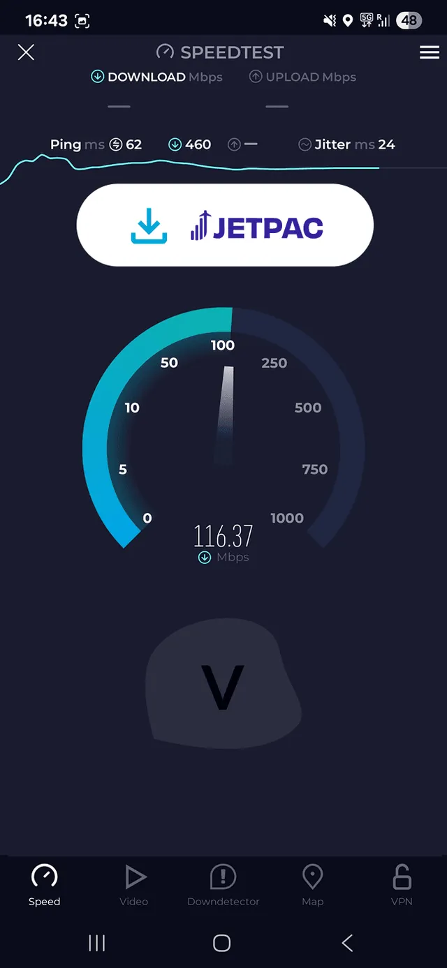 Test rychlosti Jetpac 1