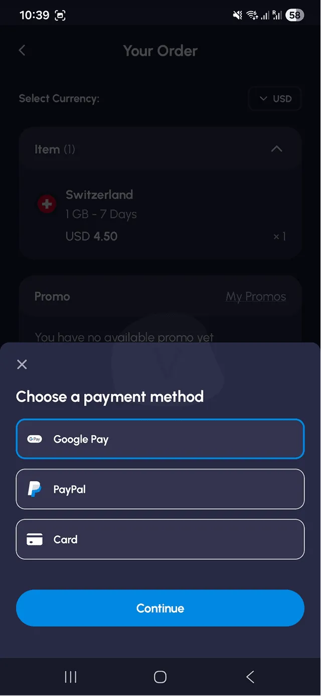 Nomad eSIM Purchase Process 4