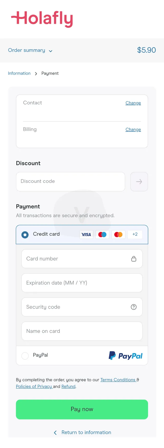Holafly eSIM purchase process