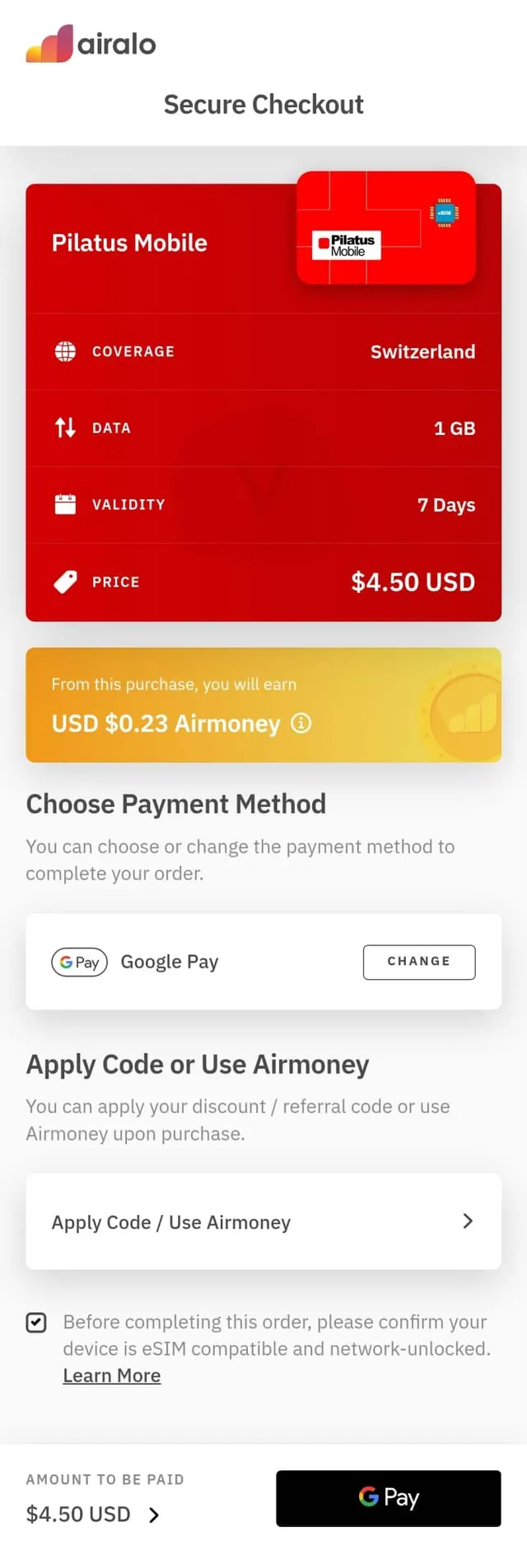 Order eSIM data Airalo
