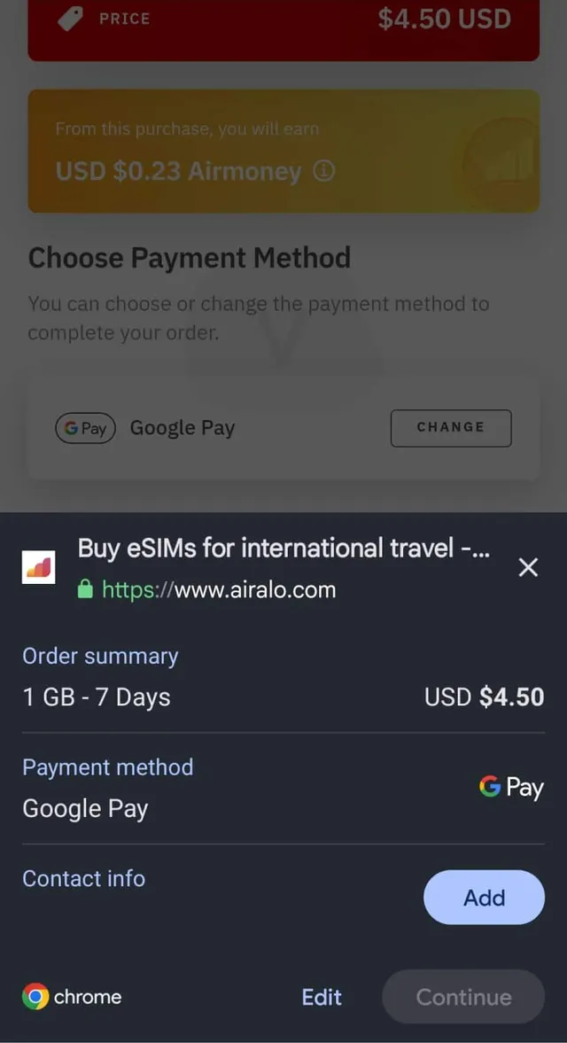 Order eSIM data Airalo