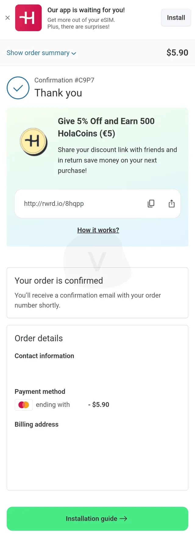 Holafly eSIM purchase process
