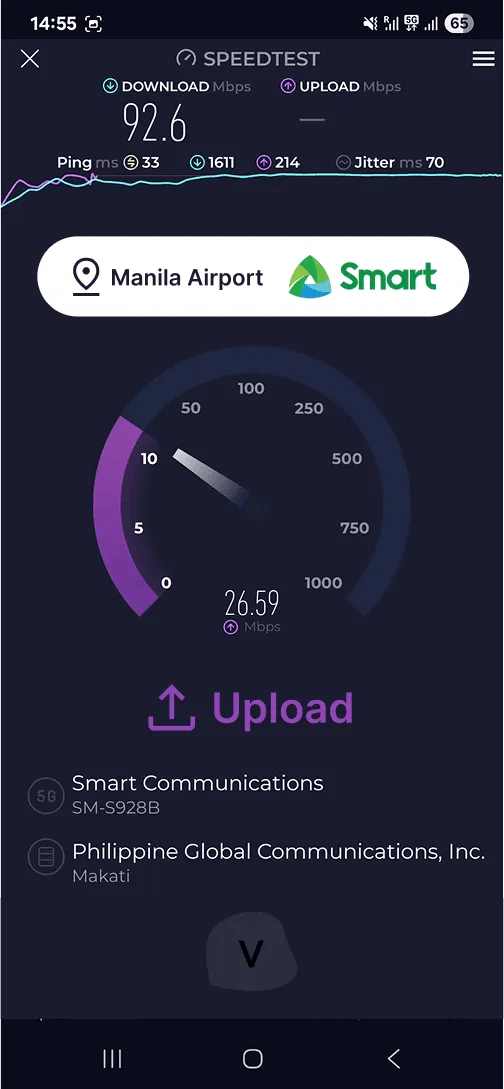SMART eSIM Speed SMART Manila Airport upload