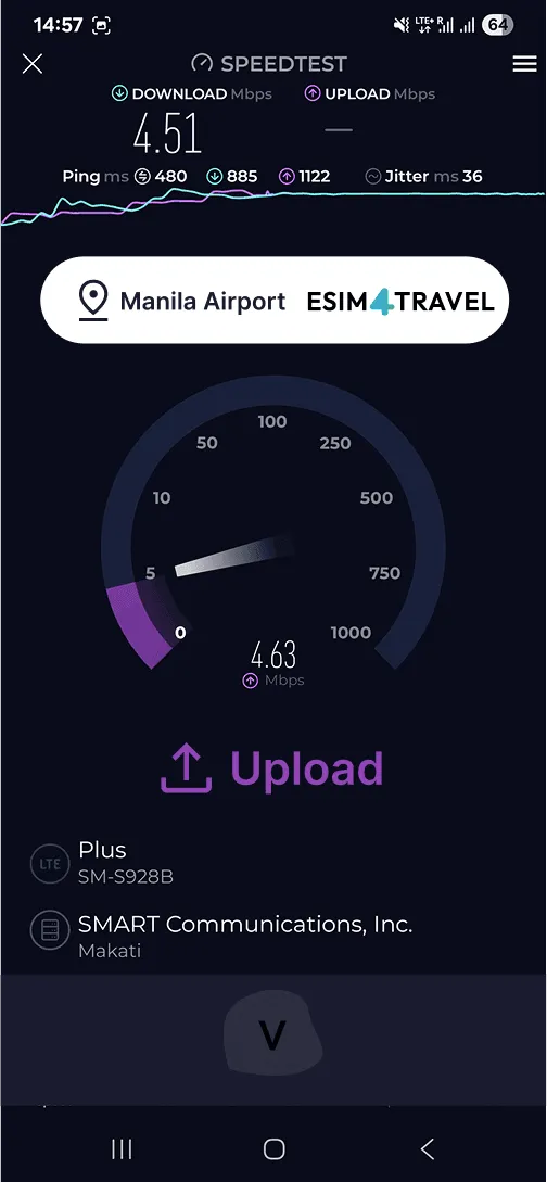 SMART eSIM Speed eSIM 4 Travel Manila Airport upload