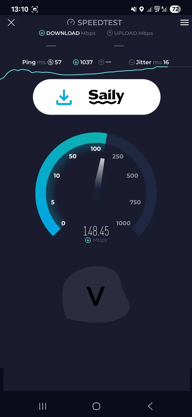 Saily testing speed 1