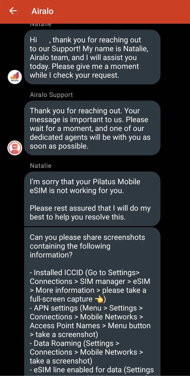 Airalo customer support