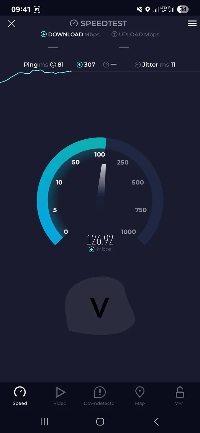 Test rychlosti Yesim eSIM - download