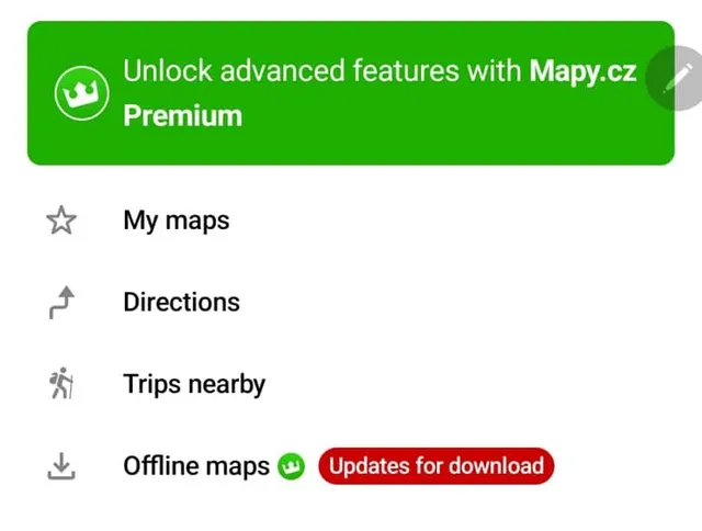 Seznam Mapy Premium verze pro offline používání